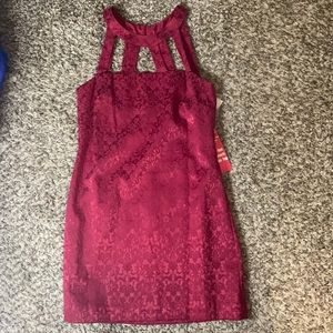 Johnny Martin red paisley dress with cut out neckline